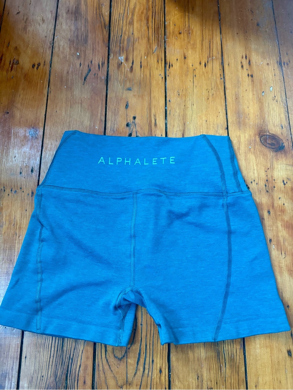 Alphalete High-Waist Athletic Shorts in Teal Blue